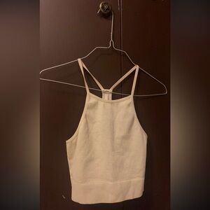Ardene seamless beige high neck tank crop top